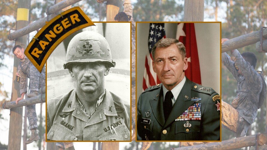 Lt. Gen. David E. Grange Jr. photos from National Ranger Association Facebook. Composite by Coffee or Die.