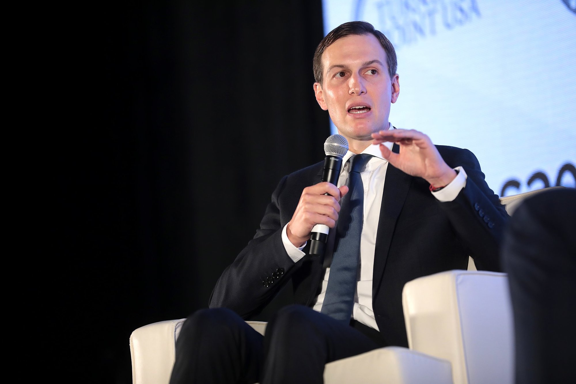 Jared Kushner speaking with attendees at the 2019 Teen Student Action Summit hosted by Turning Point USA at the Marriott Marquis in Washington, D.C. Wikimedia Commons image.