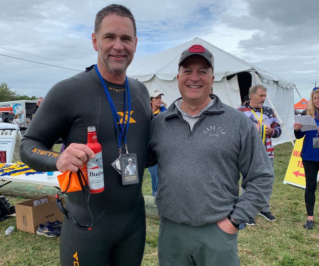 Wes Schaeffer, Gold Star father Patrick Spehar, Tampa Bay Frogman Swim, coffee or die