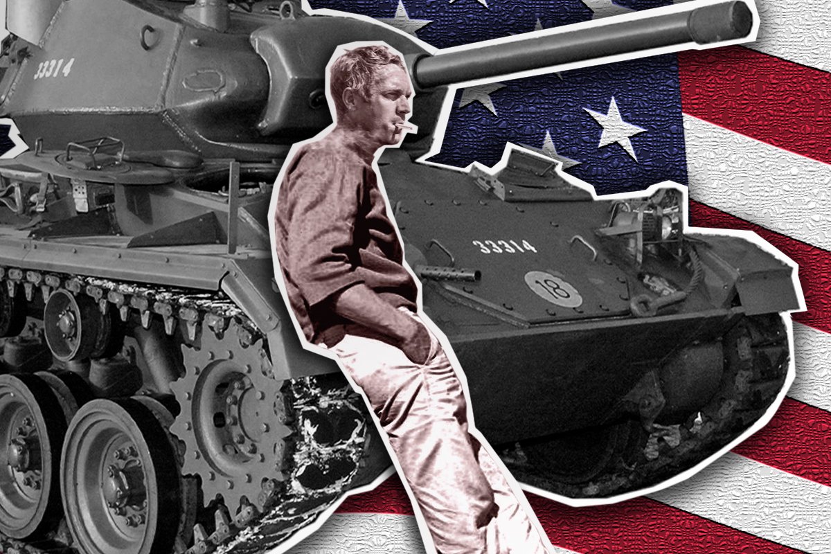 Steve McQueen, ‘The King of Cool,’ was a Marine tanker who got busted down in rank seven times. Composite by Coffee or Die Magazine.