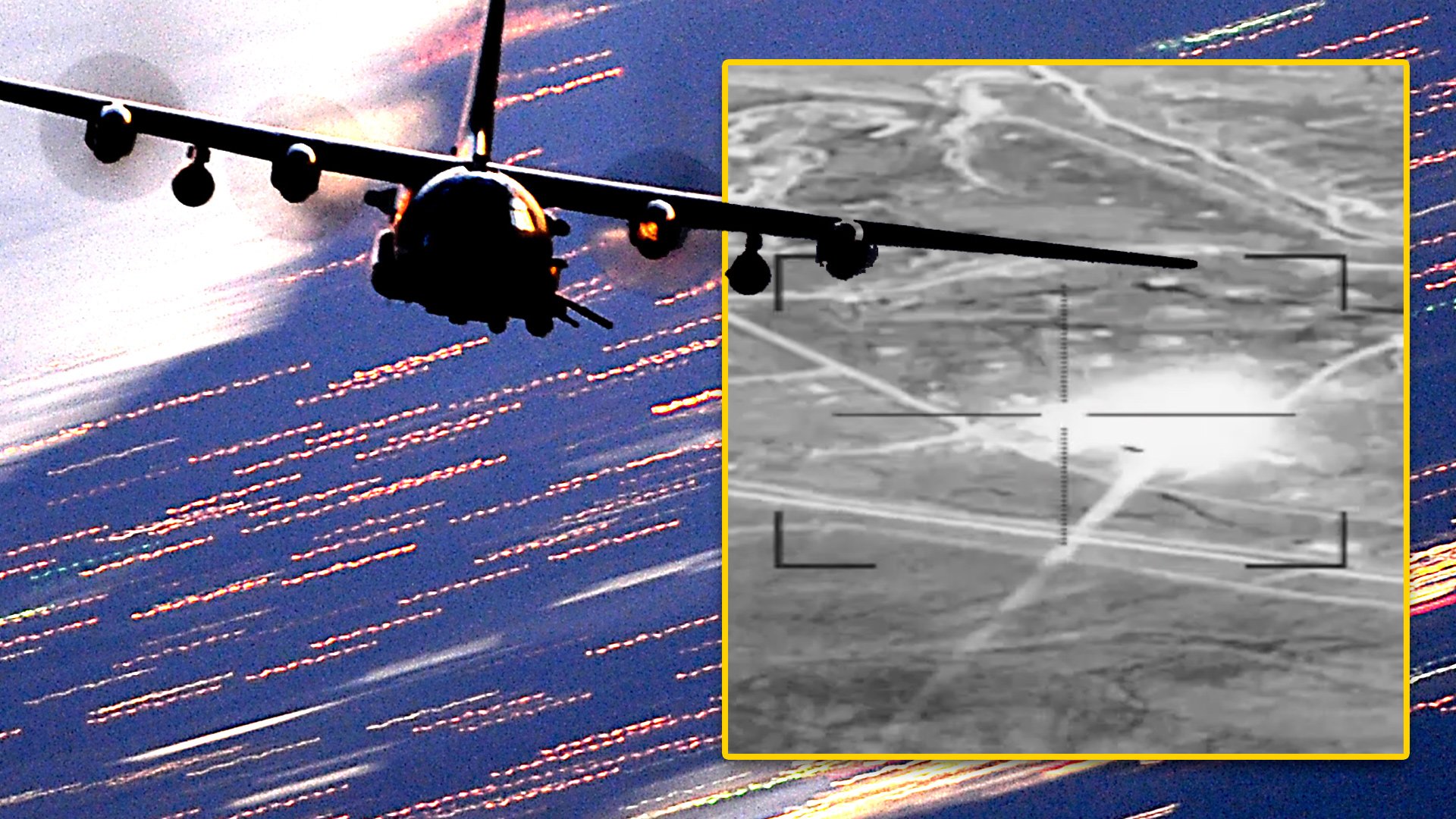 US forces used AC-130 gunships, AH-64 attack helicopters and 150mm M777 artillery cannons to attack Iranian-backed militias in Syria after a series of escalating attacks against US outposts there. Screen capture of US strikes from video released by US Centcom. Air Force photo by Master Sgt. Jeremy Lock.