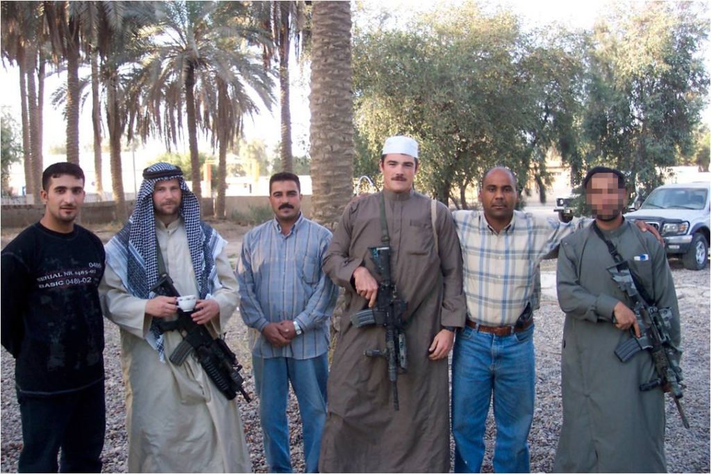 Rowson, Kent, and a fellow Special Forces soldier get ready for a low-visibility recon mission into Baghdad. They did several of these a week, dressing like locals, driving local cars and taking Iraqi Commando recon soldiers with them. Photo courtesy of Joshua Rowson.