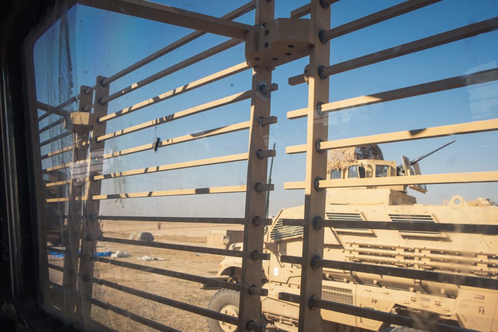 A view of Alpha Company’s from the interior of a “Buffalo” MRAP which the engineering and medical component of the KLE rode in.