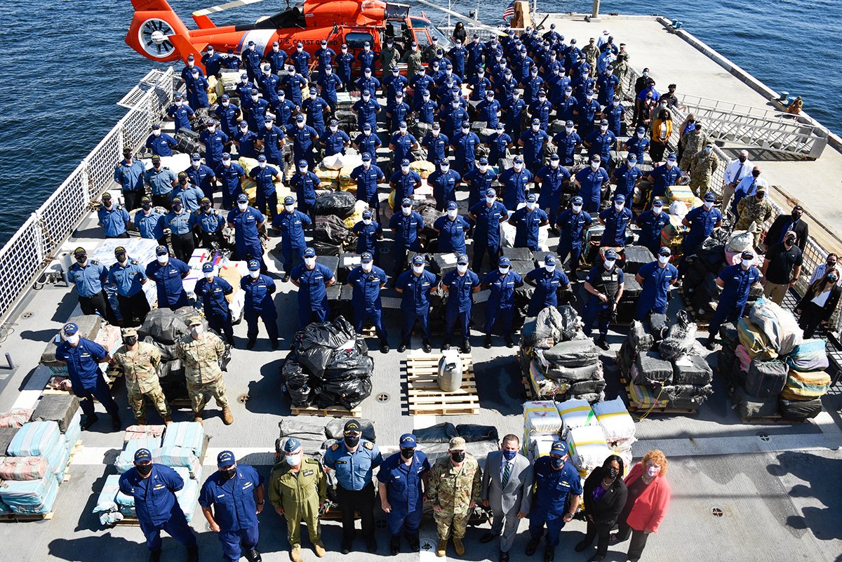 US Coast Guard cocaine and marijuana record drug offload