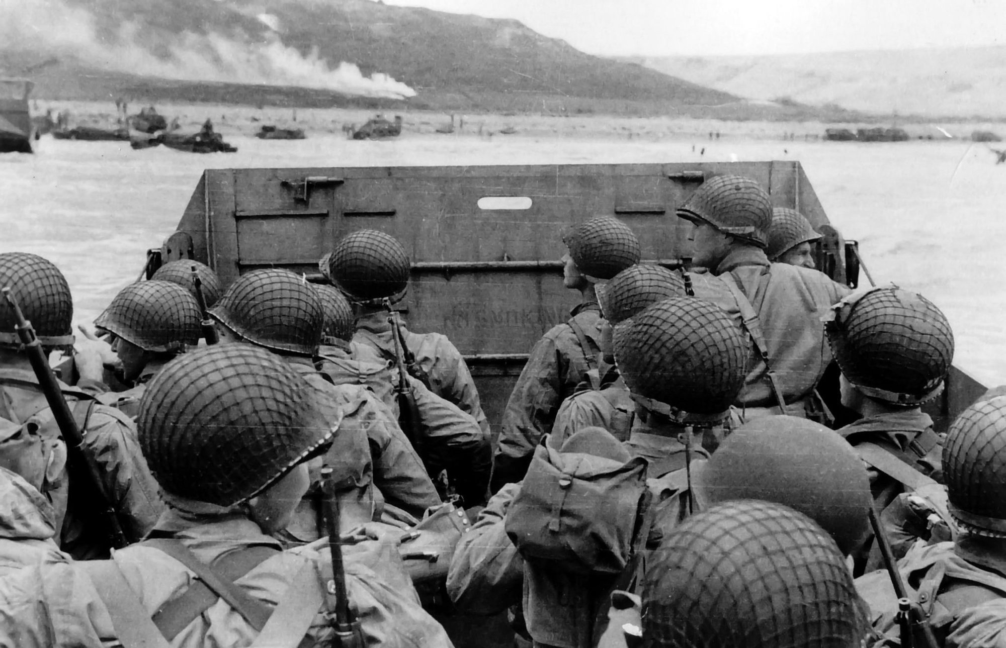 first wave Omaha Beach, D-Day coffee or die