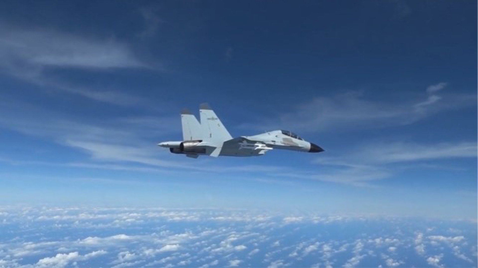 US Indo-Pacific Command officials blasted a Chinese fighter pilot for buzzing the nose of a US Air Force RC-135V Rivet Joint reconnaissance aircraft over the South China Sea on Dec. 21, 2022. US Indo-Pacific Command photo.