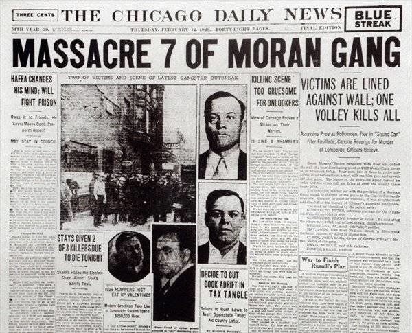 Mowed down: The infamous St Valentine's Day Massacre in Chicago made Al Capone number One on the Chicago PD's Most Wanted list.