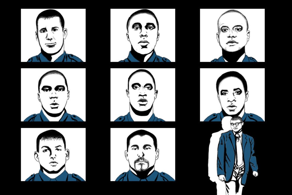 Suiter died one day before he was set to testify in a federal case indicting eight officers of the Baltimore Gun Trace Task Force (GTTF). Original illustration by Lenny Miller/Coffee or Die.