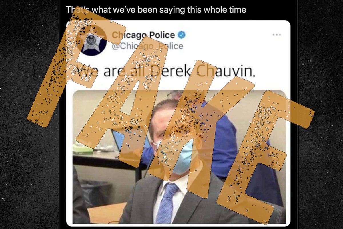 police chauvin fake tweet, fake news