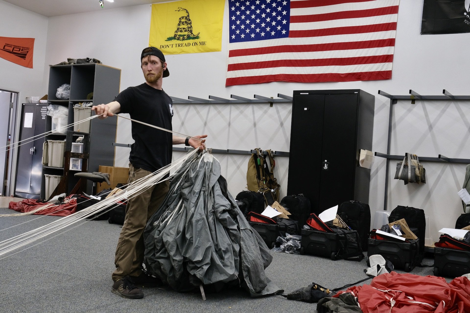 Triple 7 Expedition logistics: parachute packing