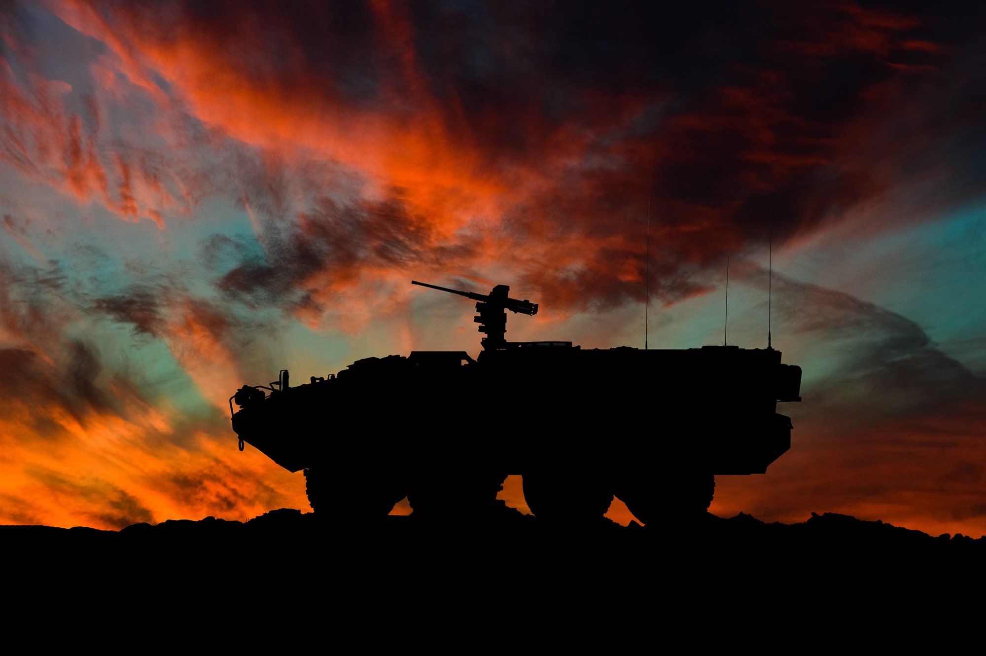American interim armored vehicle silhouette / 3d illustration, combat shitting