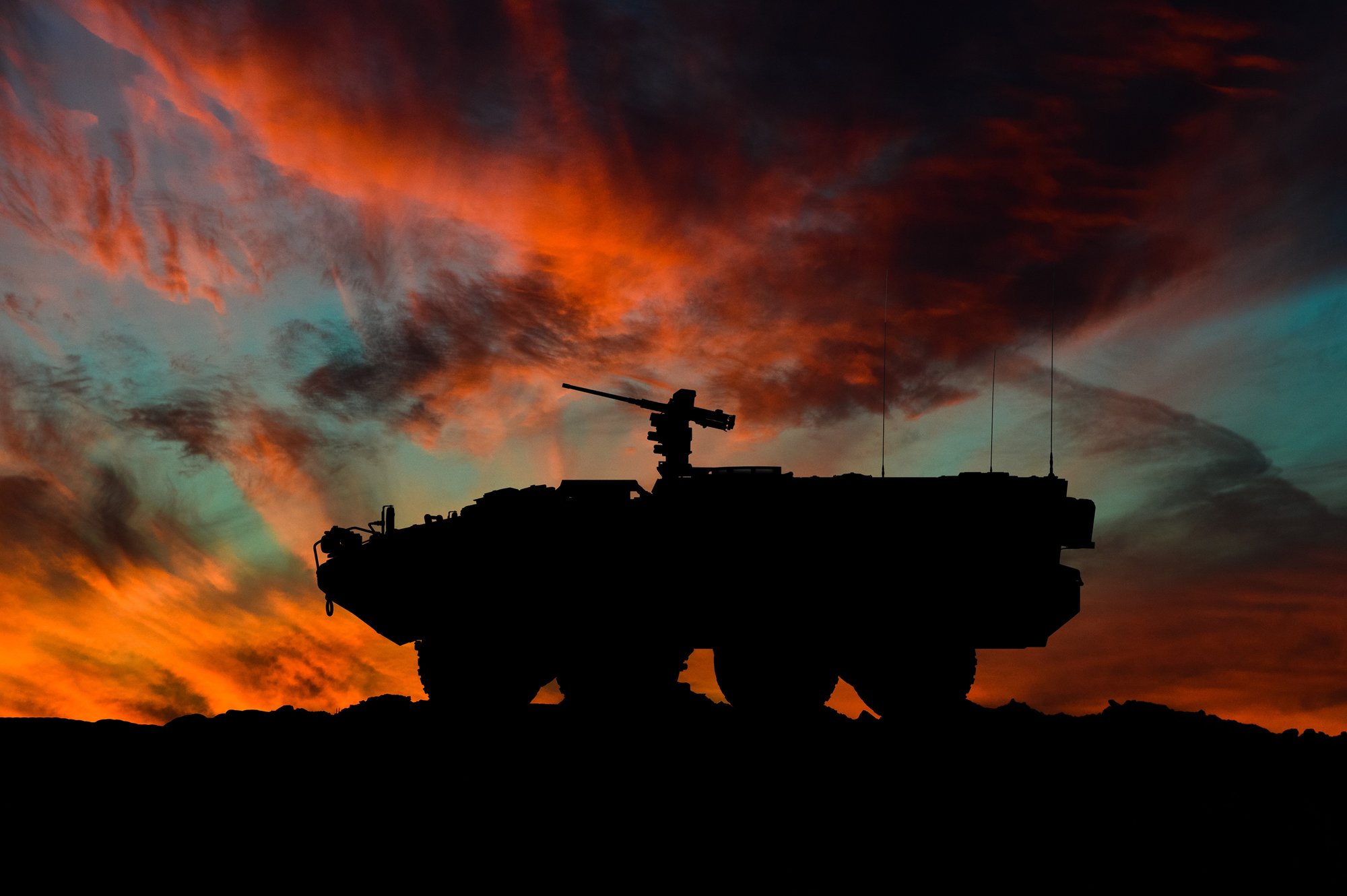 American interim armored vehicle silhouette / 3d illustration, combat shitting