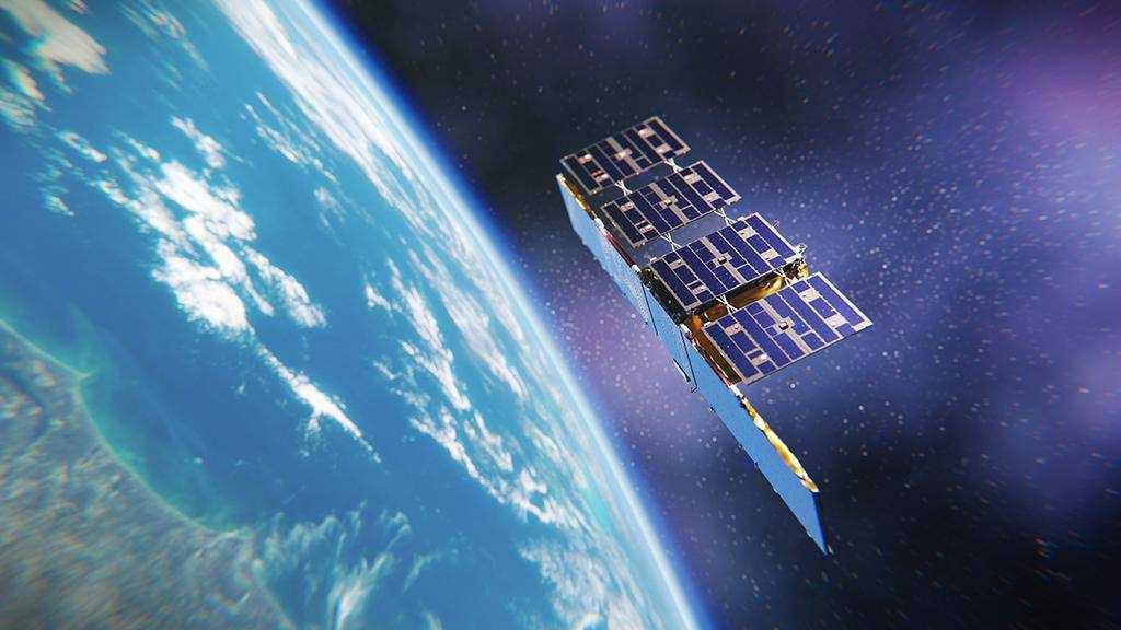 An artist’s rendition of the ICEYE surveillance satellite. Photo courtesy Serhiy Prytula Charity Foundation via Twitter.