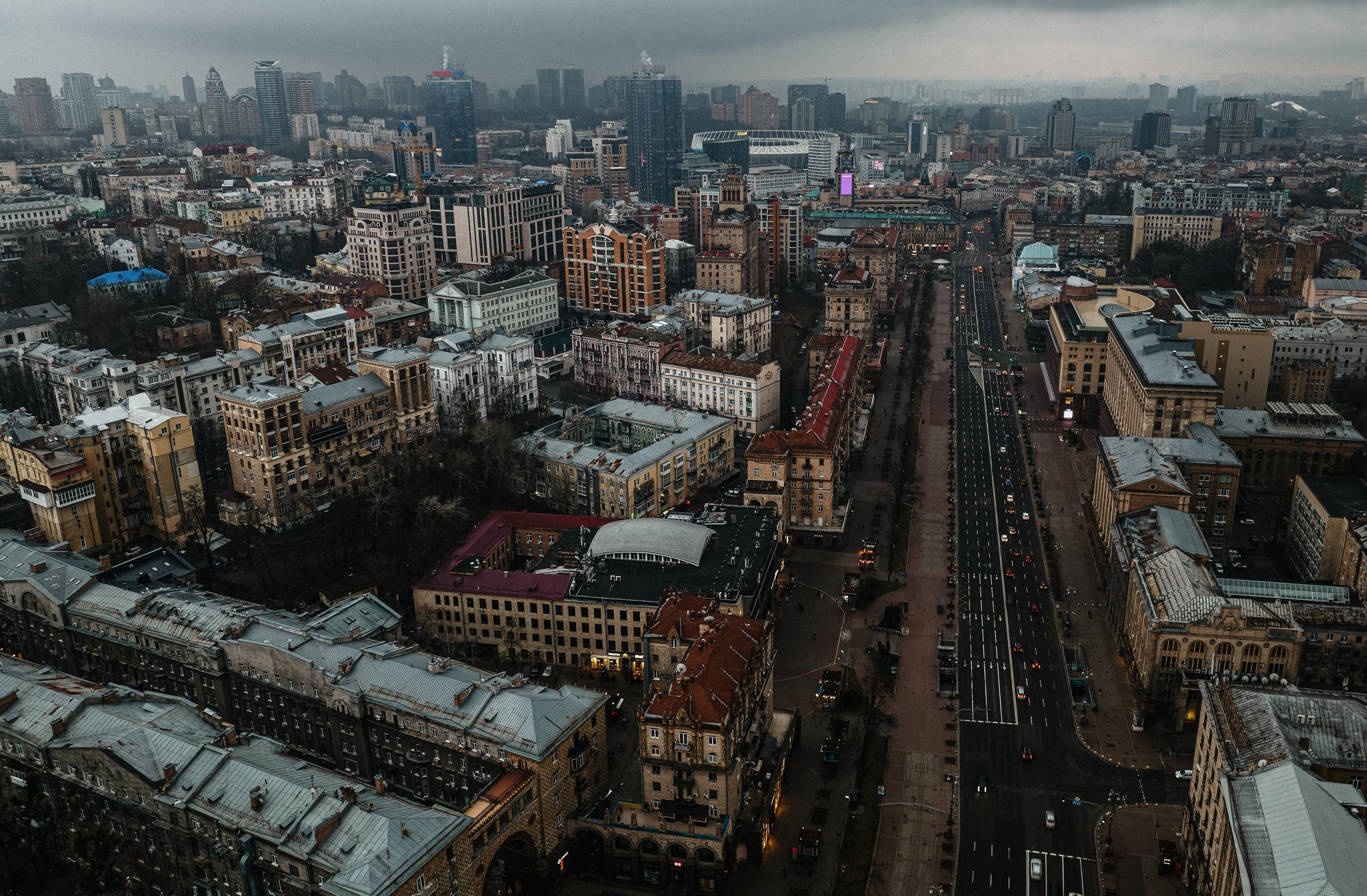 FILE - Cars move down a street in Kyiv, Ukraine, Thursday, Feb. 24, 2022. (AP Photo/Emilio Morenatti, File)