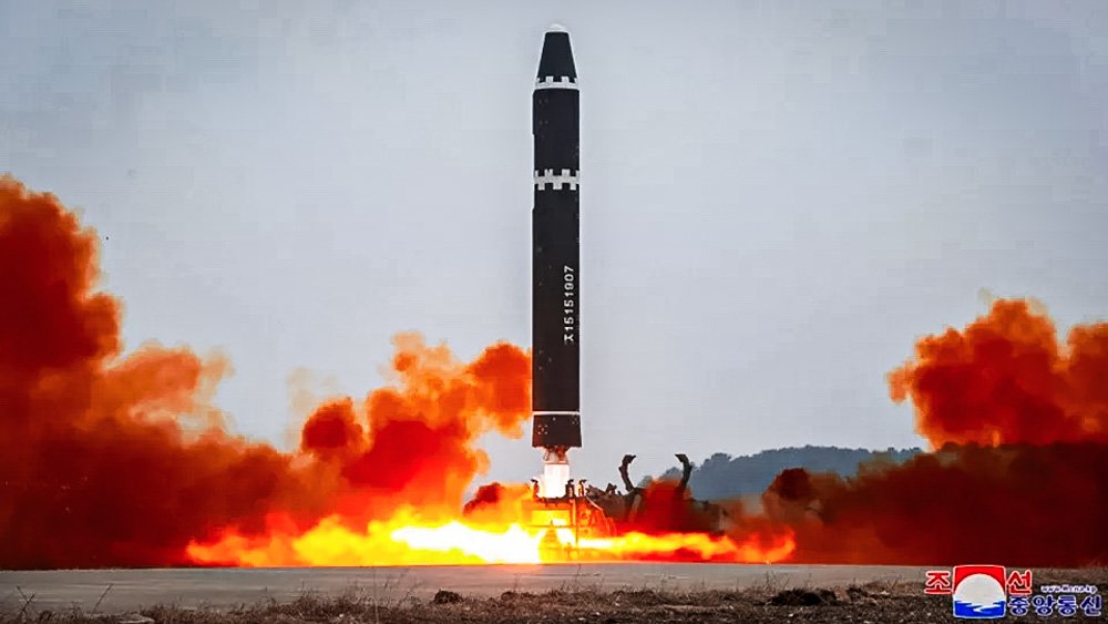 North Korea testing an intercontinental ballistic missile (ICBM).