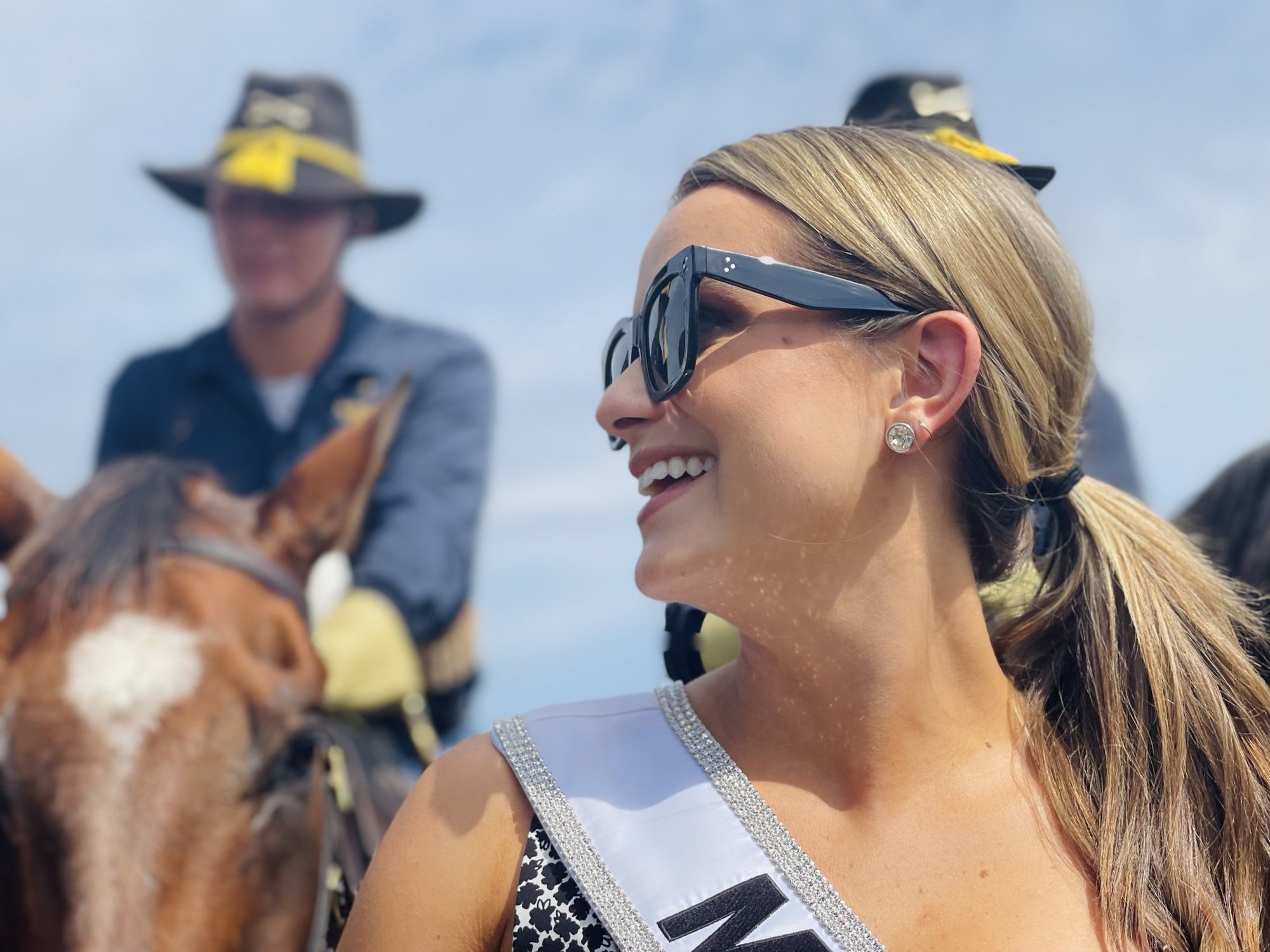 USO tour Miss America Camille Schrier, Horse Cavalry Detachment at Fort Hood
