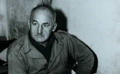 Julius Streicher at Nuremberg during the trials. He was known as the dirty old man by other prisoners. US National Archives and Records Administration photo.