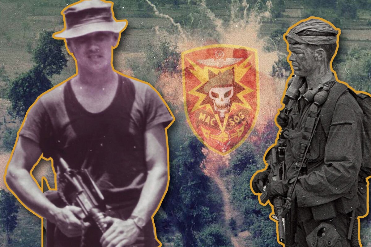 Patrick Watkins (left) and John Stryker "Tilt" Meyer (right) during their service in MACV SOG | Composite by Coffee or Die.