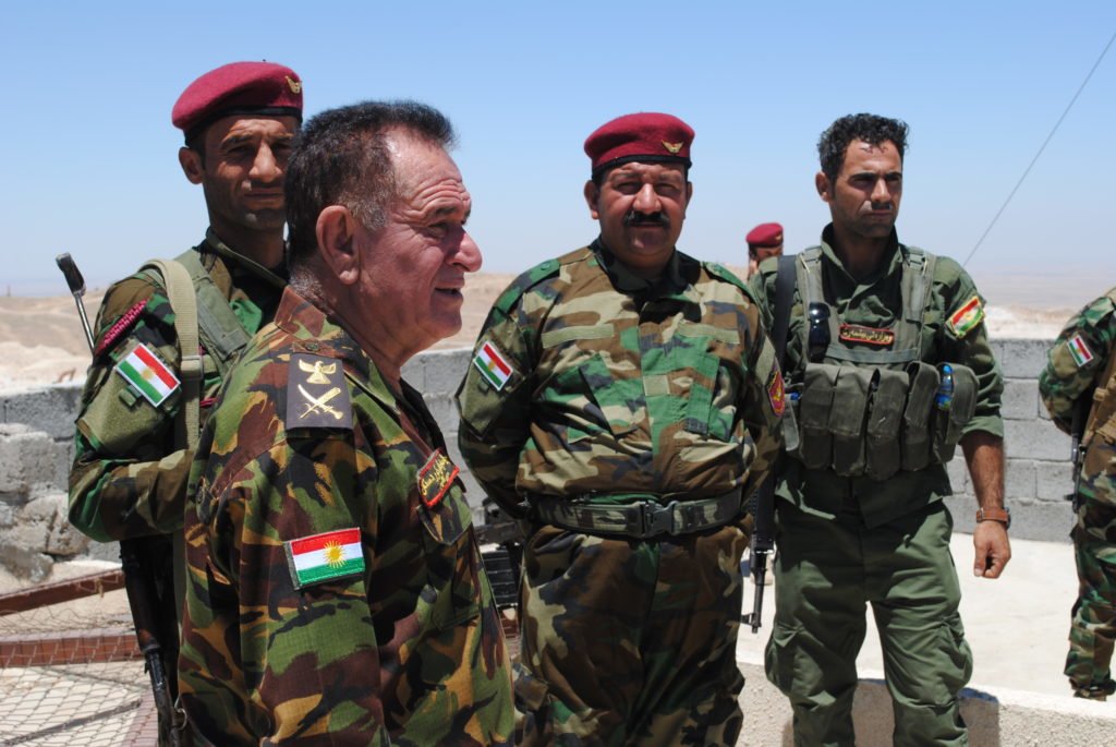 Kurdish Peshmerga commander General Zirean Shex Wesahni, second from left. Photo by Kevin Knodell/Coffee or Die.