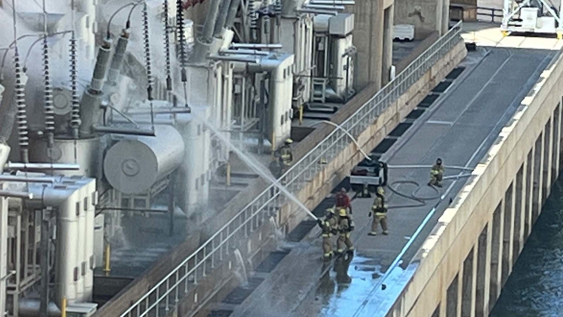 Hoover Dam's federal fire brigade quickly extinguished a small transformer blaze that erupted on Tuesday, July 19, 2022. Bureau of Land Reclamation photo.