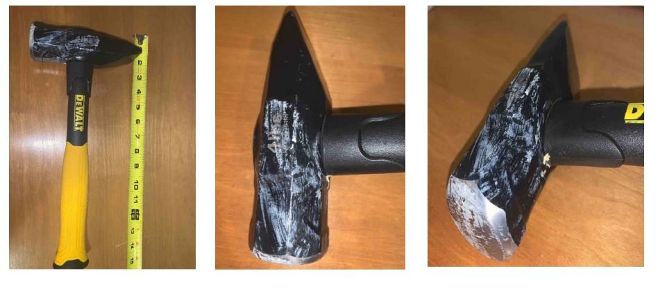 protester savagely wielded a 4-pound hammer