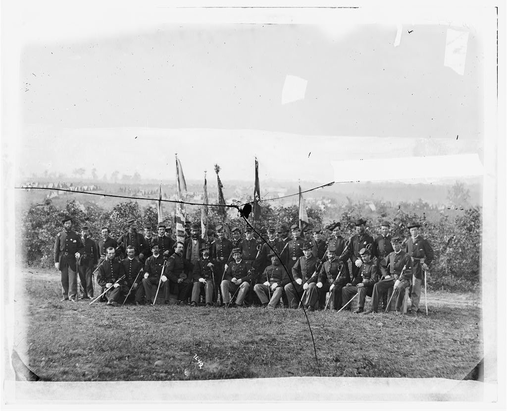 Union Army Lt. Col. James J. Smith and officers of the 69th New York Infantry, known as the Irish Brigade, pose for a photo during the Civil War. Photo courtesy of the Library of Congress.