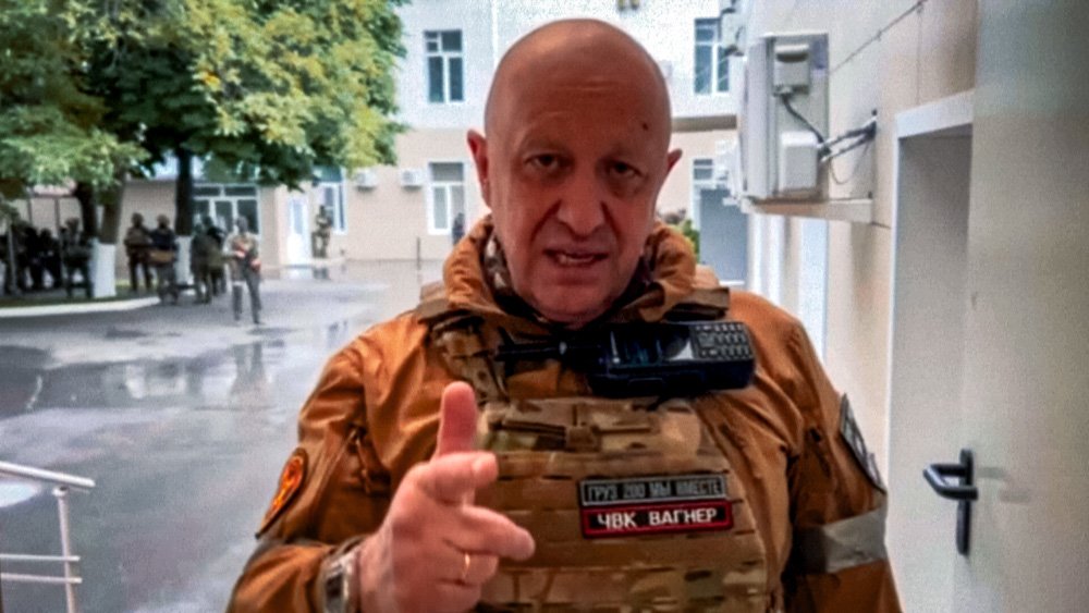 Yevgeny Prigozhin, the owner of the Wagner Group military company, records his video addresses.