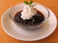 Coffee jelly is a popular gelatin dessert in Japan. Photo by Lombroso via Wikimedia Commons.