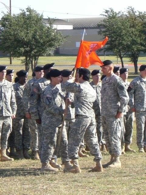 Collins, then battalion commander, participates in a change of command ceremony at Fort Hood in 2010. Photo courtesy of Patty Collins.