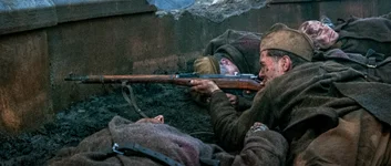 Vasily (Jude Law) aims the Mosin Nagant in 2001's “Enemy at the Gates.” Screenshot from imfdb.