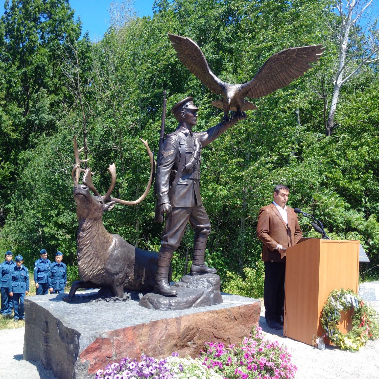 Francis Pegahmagabow bronze sculpture coffee or die 