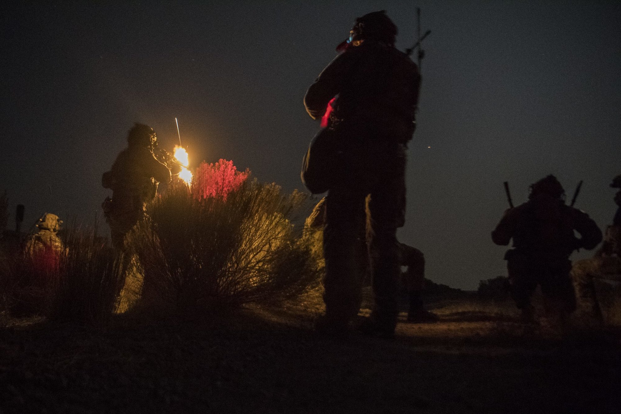 A Special Tactics airman with the 17th Special Tactics Squadron fires an M4 carbine.