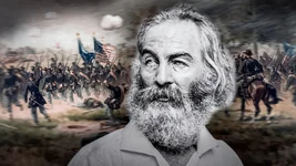 While Walt Whitman is best known for his transcendental "Leave of Grass," he also wrote powerful war poetry inspired by his time as a volunteer nurse during the Civil War. Composite by Luke Ryan, sourced from Wikimedia Commons.