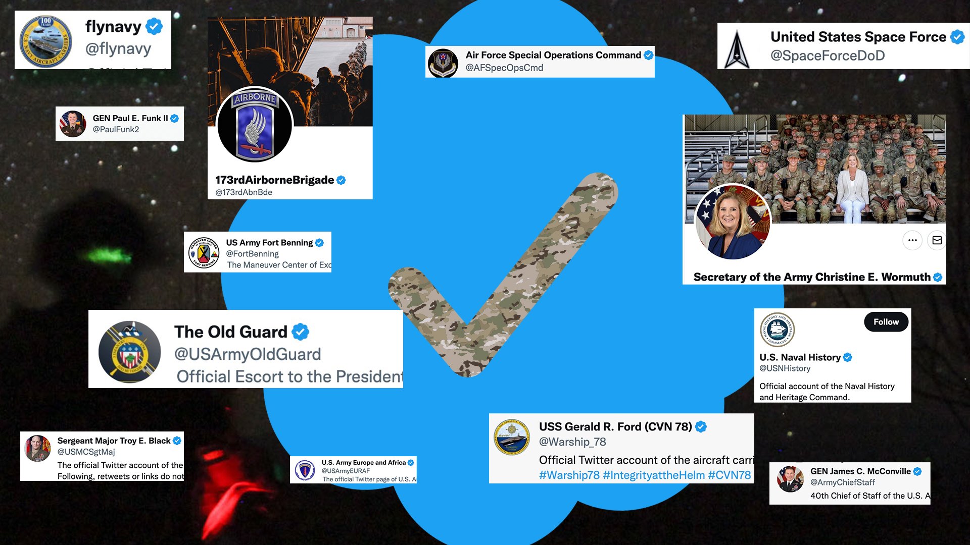 military twitter accounts blue check