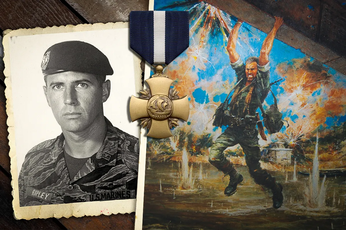 John Ripley planted explosives on a bridge while under fire to stop a Vietnam offensive.