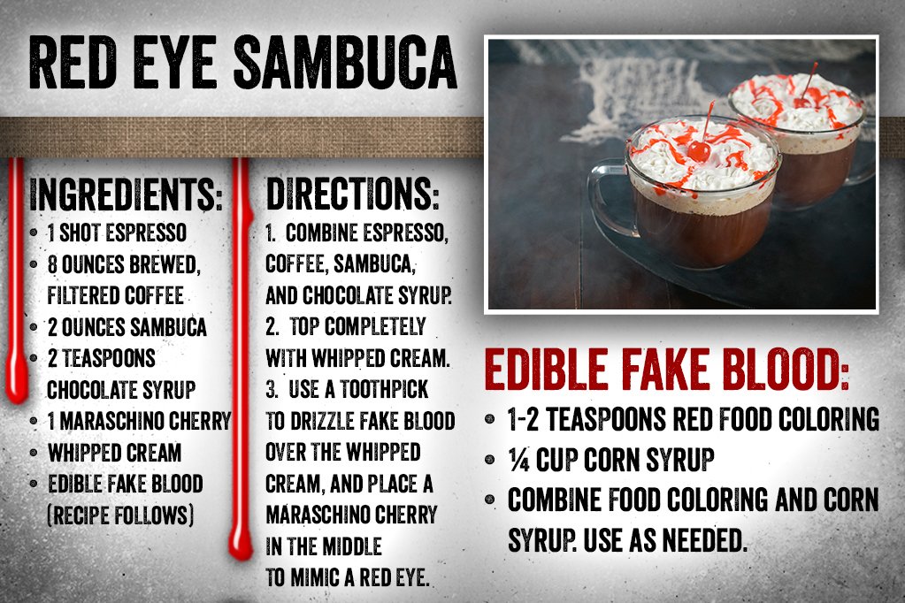 Red eye Sambuca coffee cocktail halloween