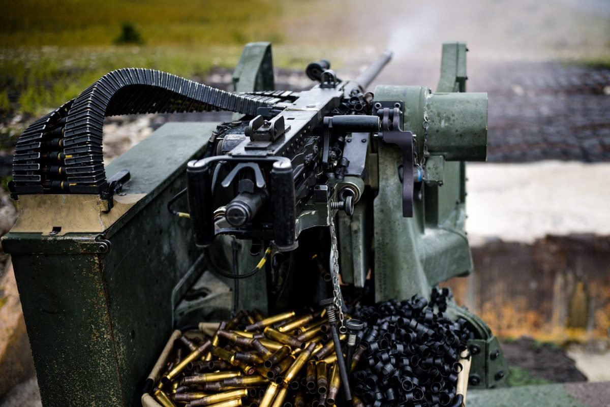 Sky Soldiers from the 54th Brigade Engineer Battalion fire the .50 caliber machine gun at Saber Junction 18. US Army photo.