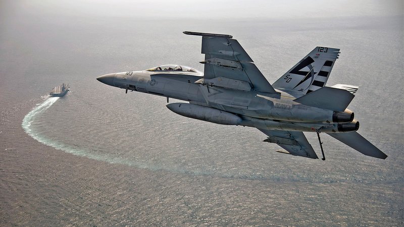 F18 approaching USS Gerald Ford