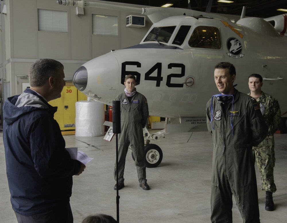 U.S. Navy pilot Lt. David Carroll, from Nanuet, New York, answers interview questions for a live social media broadcast for Virtual Fleet Week New York, May 20. Photo by Mass Communication Specialist 3rd Class Andrew Taylor/U.S. Navy, Released.