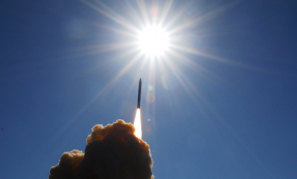 A ground-based interceptor lifts off from Vandenberg Air Force Base. The launch, designated FTG-05, was a test of the Ground-based Midcourse Defense element of the Ballistic Missile Defense System. Photo courtesy of DVIDS.