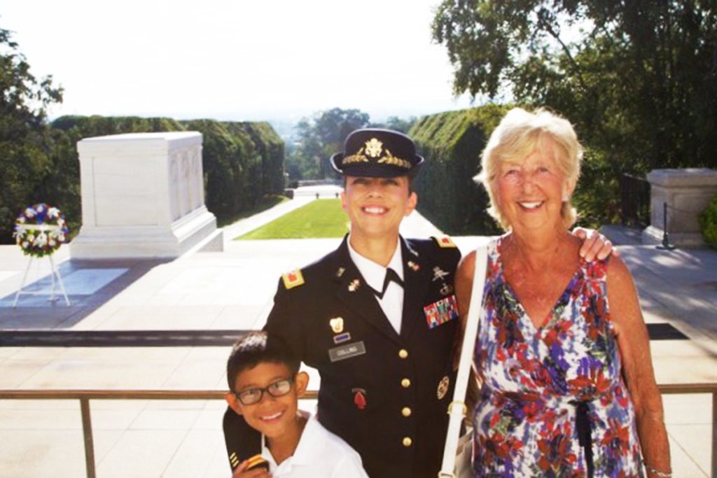 Collins with her mother and son, Gabe, at her retirement ceremony. Photo courtesy of Patty Collins.