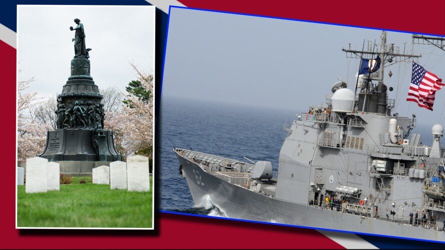 A federal commission reviewing confederate symbols in US military property recommended that the Confederate Memorial in Arlington Cemetery be torn down and two Navy ships renamed, including the USS Chancellorville. Photo from Arlington National Cemetary and