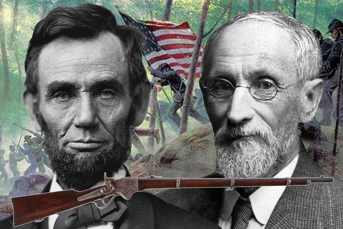 Abraham Lincoln and Christopher Spencer spent the day shooting on the National Mall on a hot afternoon in 1863. Composite by Free Range American.