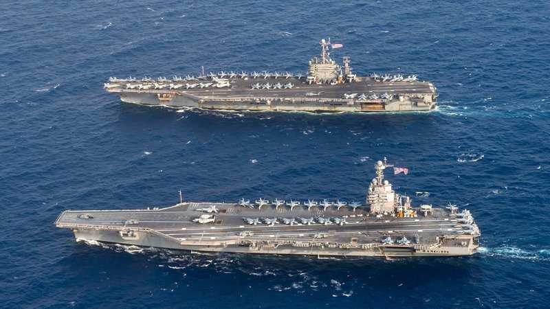 USS Gerald Ford with Nimitz-class carrier