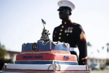 US Marines with I Marine Expeditionary Force, I MEF Support Battalion, celebrate the 246th Marine Corps birthday with a cake-cutting ceremony at Marine Corps Base Camp Pendleton, California. US Marine Corps photo by Sgt. Jennifer Andrade.