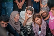 Women at a funeral in Kobani mourn an SDF soldier who died in June after an ISIS sleeper cell attack in Deir ez-Zor. Photo courtesy of Clandestine Media Group.