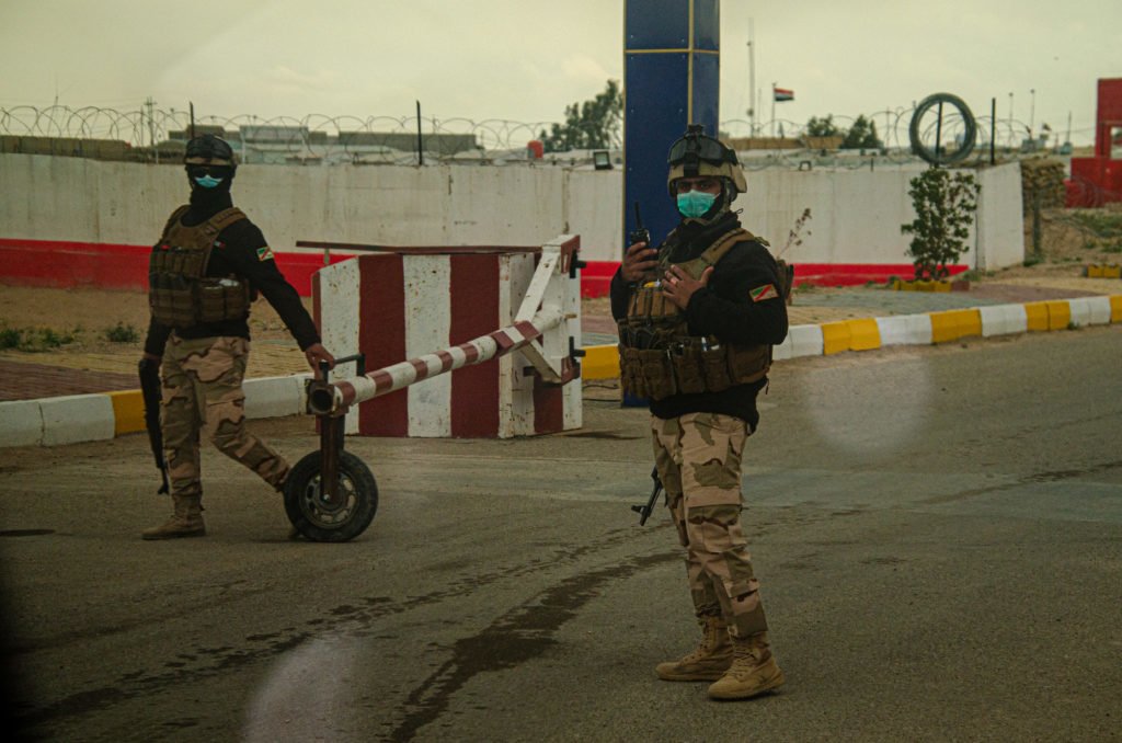 Iraqi troops guarding the Anbar Operations Command. Photo by Kevin Knodell/Coffee or Die.