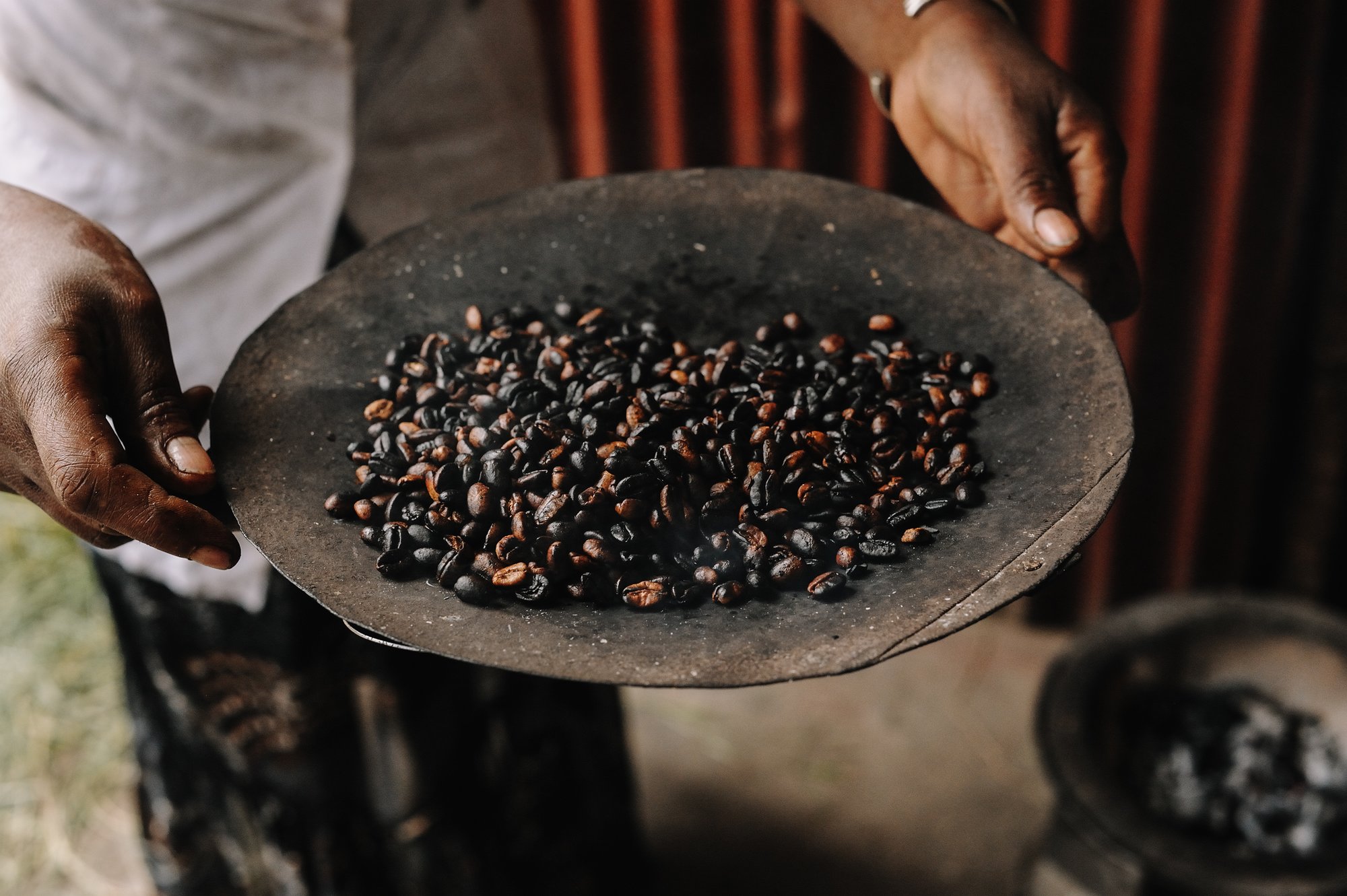 Traditional Ethiopian coffee beans roasting. Adobe Stock image.