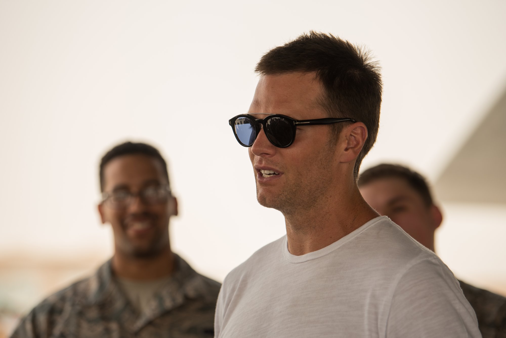 Legendary NFL quarterback Tom Brady is under fire (figuratively) for comparing football to combat. The only problem is, he didn't actually do that. So why the flak? U.S. Air Force photo by Staff Sgt. Joshua Horton.