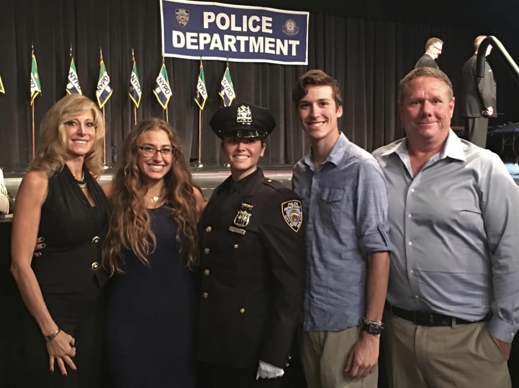Brittney Roy, center, was sworn in to the NYPD in 2016. Photo courtesy of Brittney Roy.